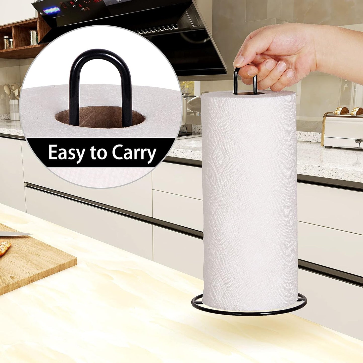 Kitchen Roll Holder Free Standing, , Paper Towel Holder Countertop, Black Kitchen Towel Holders for Standard and Large Sized Rolls, for Kitchen Countertop and Dining Table (Black)