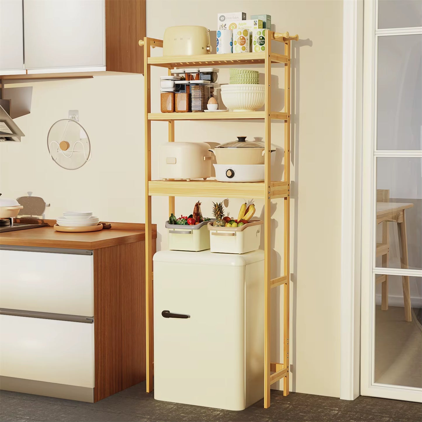 Over the Toilet Shelf Bathroom Bamboo Organizer over the Toilet Space-Saver 3-Tier Storage Shelf Cabinet