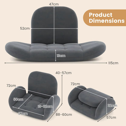 Folding Floor Game Chair for Adults, Lazy Sofa Chair with Adjustable Backrest and Armrests