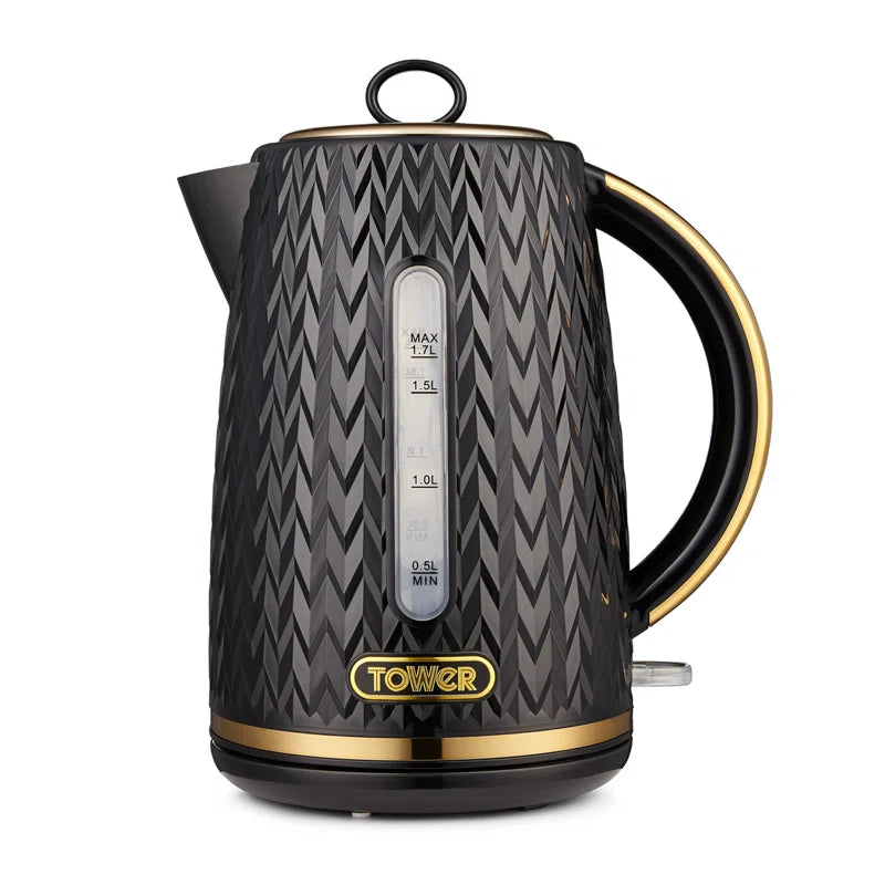 Empire 1.7 Litre Kettle with Rapid Boil, Removable Filter, 3000W, with Brass Accents