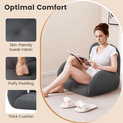 Folding Floor Game Chair for Adults, Lazy Sofa Chair with Adjustable Backrest and Armrests