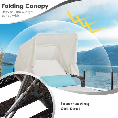 Outdoor Chaise Lounge Chair and Table Set with Adjustable Backrest