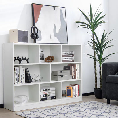 8 Cube Free Standing Bookcase 3-Tier Wooden Bookshelf W/ Open Cubes