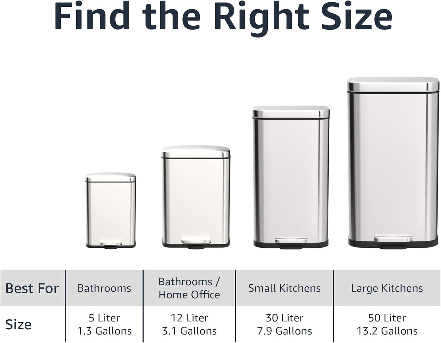 Rectangular Kitchen Bin with Steel Bar Pedal, Soft-Closing Mechanism for Home and Office Use, 50 L/13.2 Gallon, Satin Nickel Finish