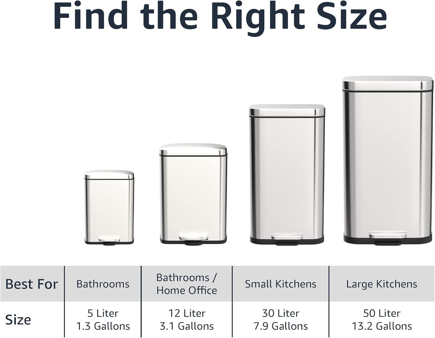 Rectangular Kitchen Bin with Steel Bar Pedal, Soft-Closing Mechanism for Home and Office Use, 50 L/13.2 Gallon, Satin Nickel Finish