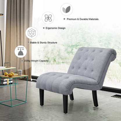 Armless Accent Chair Modern Leisure Chair W/ Solid Wood Legs & Adjustable Foot Pads