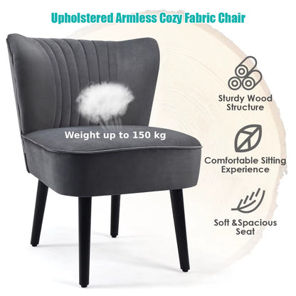 Velvet Accent Chair Set of 2 Modern Leisure Chair with Rubber Wood Legs & Non-Slip Foot Pads