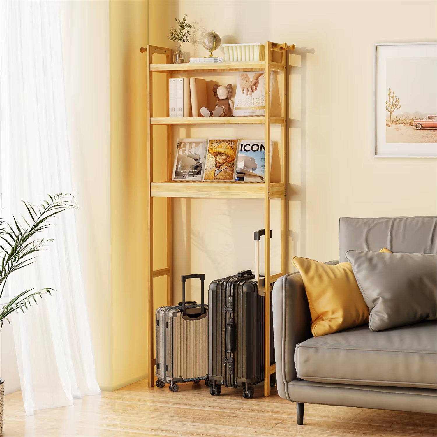 Over the Toilet Shelf Bathroom Bamboo Organizer over the Toilet Space-Saver 3-Tier Storage Shelf Cabinet