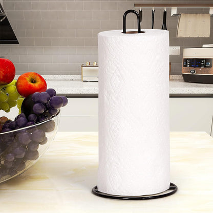 Kitchen Roll Holder Free Standing, , Paper Towel Holder Countertop, Black Kitchen Towel Holders for Standard and Large Sized Rolls, for Kitchen Countertop and Dining Table (Black)