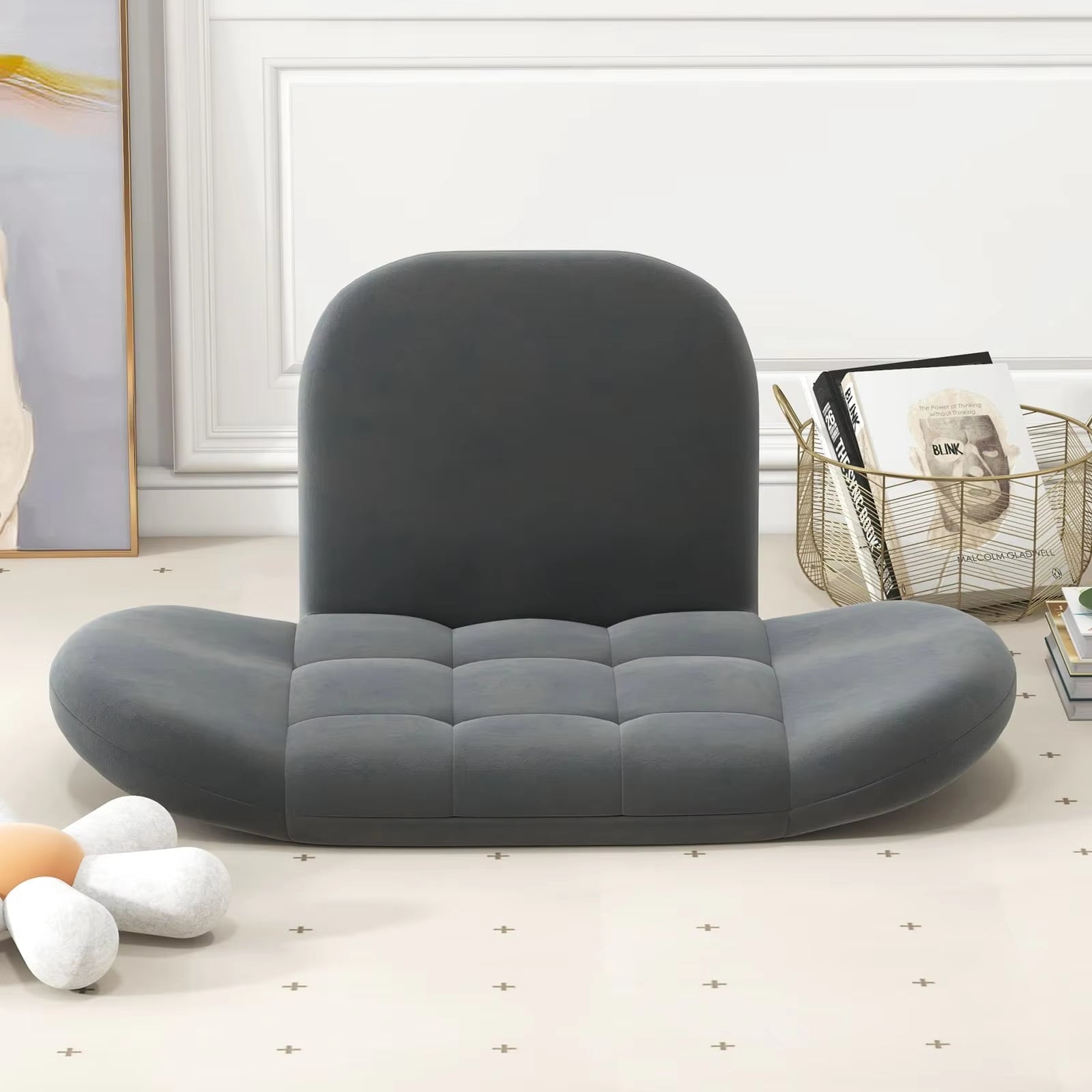 Folding Floor Game Chair for Adults, Lazy Sofa Chair with Adjustable Backrest and Armrests