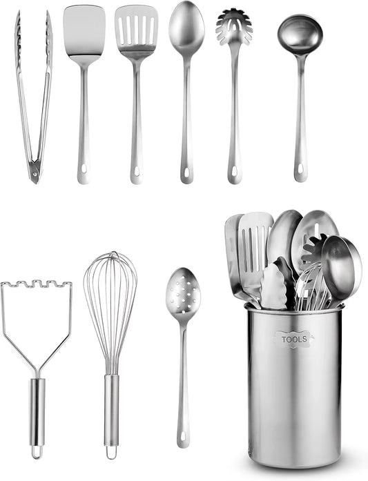 Finedine Stainless-Steel Kitchen Utensil Set - 10-Piece Premium Nonstick & Heat Resistant Gadgets, Turner