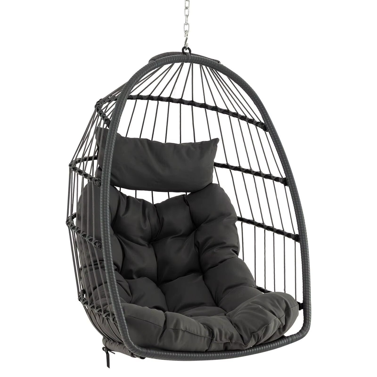 Hanging Egg Chair Egg Swing Hammock Chair W/ Head Pillow & Large Seat Cushion