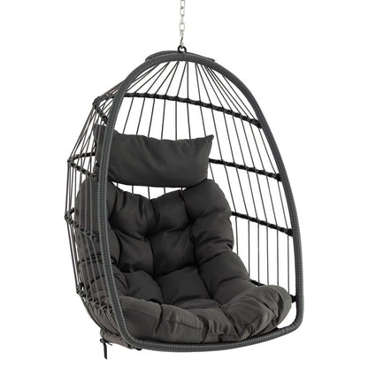 Hanging Egg Chair Egg Swing Hammock Chair W/ Head Pillow & Large Seat Cushion