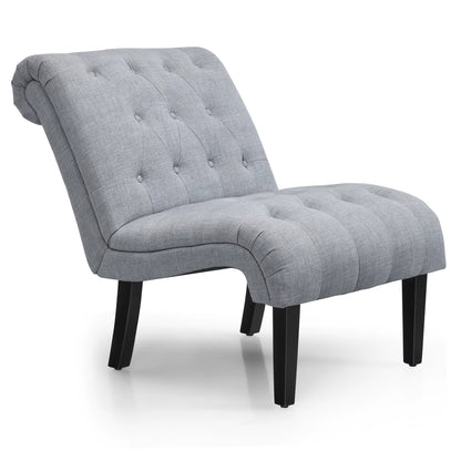Armless Accent Chair Modern Leisure Chair W/ Solid Wood Legs & Adjustable Foot Pads