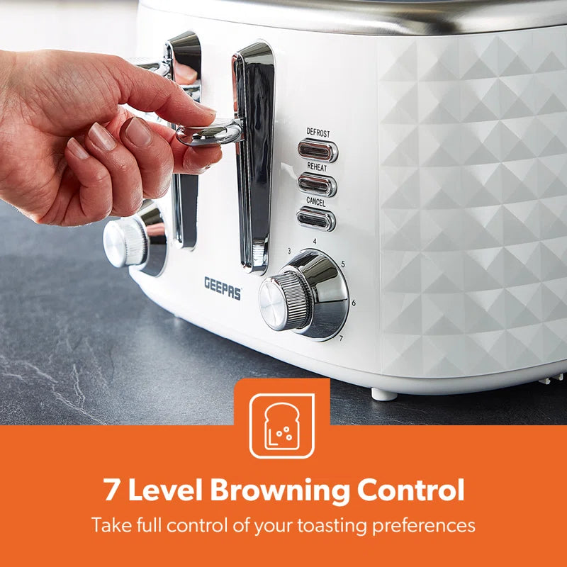 4 Slice Argyle Bread Toaster with 7 Level Browning Control, 1750W