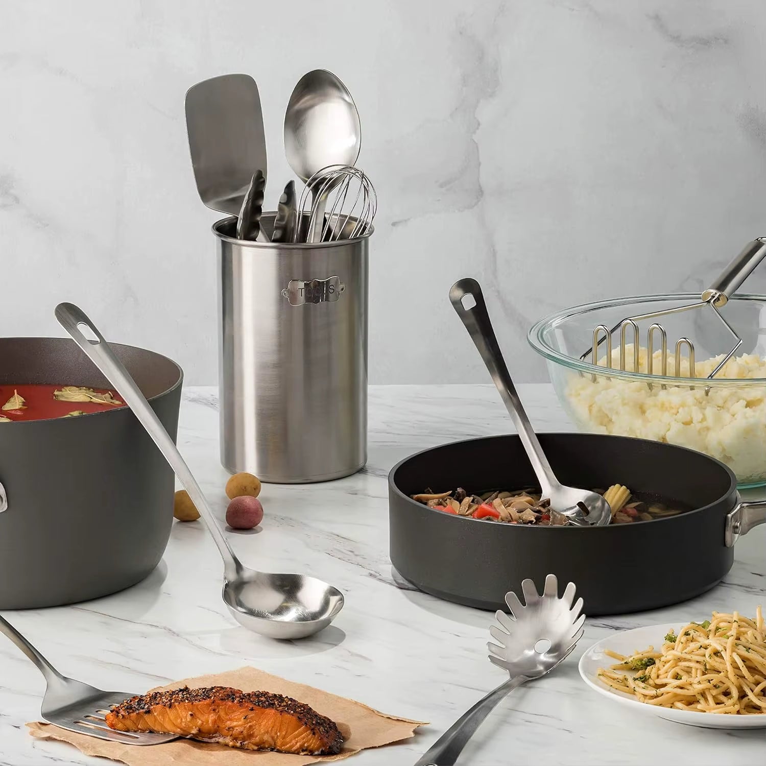 Finedine Stainless-Steel Kitchen Utensil Set - 10-Piece Premium Nonstick & Heat Resistant Gadgets, Turner