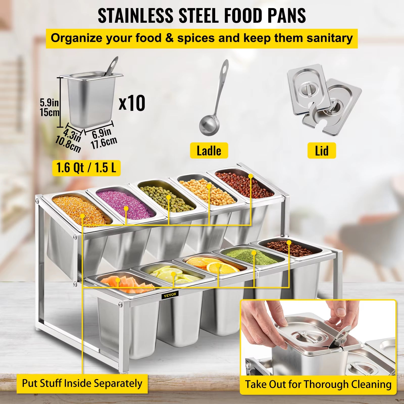 Expandable Spice Rack Adjustable Stainless Steel Organizer Shelf with Holder for Sauce Ingredients Fruits for Kitchen