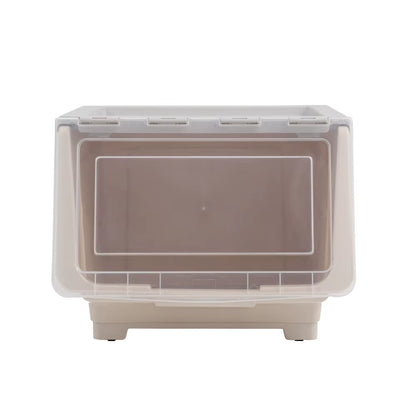 Kidkid 34L Stackable Plastic Storage Box with Lid and Four Smooth Wheels Snacks Crafts Toys Storage Box