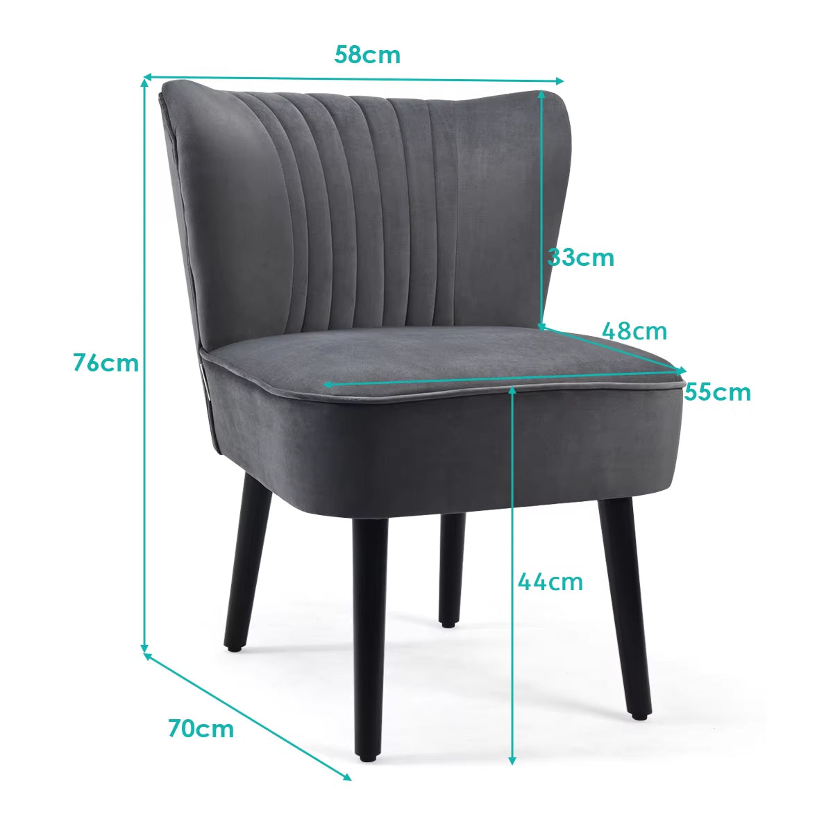 Velvet Accent Chair Set of 2 Modern Leisure Chair with Rubber Wood Legs & Non-Slip Foot Pads