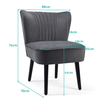 Velvet Accent Chair Set of 2 Modern Leisure Chair with Rubber Wood Legs & Non-Slip Foot Pads
