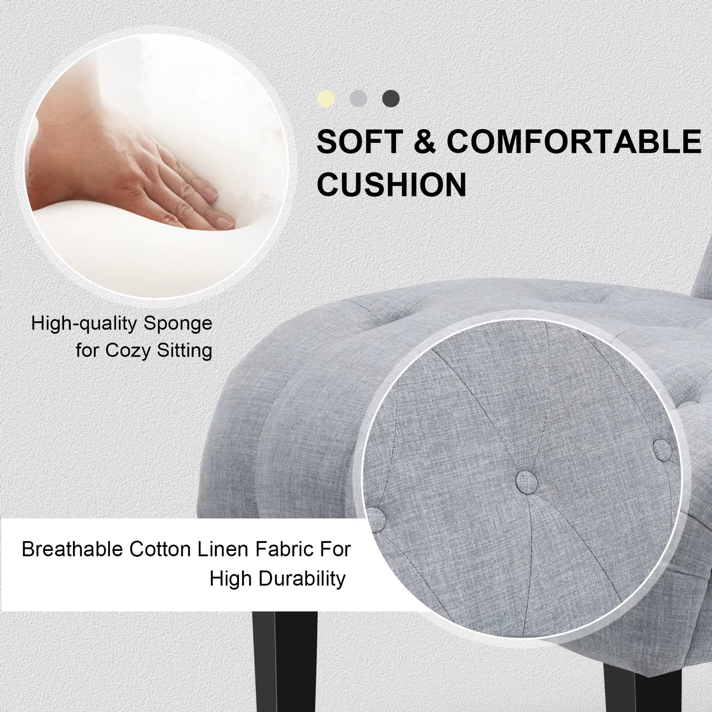 Armless Accent Chair Modern Leisure Chair W/ Solid Wood Legs & Adjustable Foot Pads