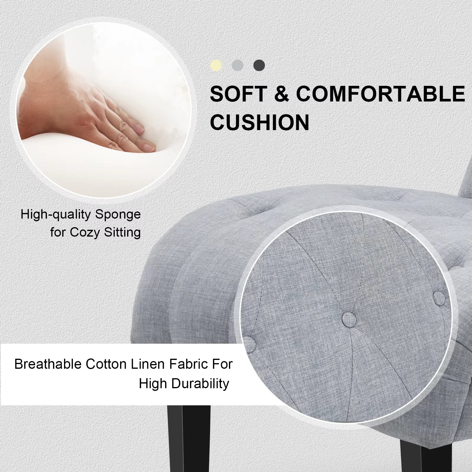Armless Accent Chair Modern Leisure Chair W/ Solid Wood Legs & Adjustable Foot Pads