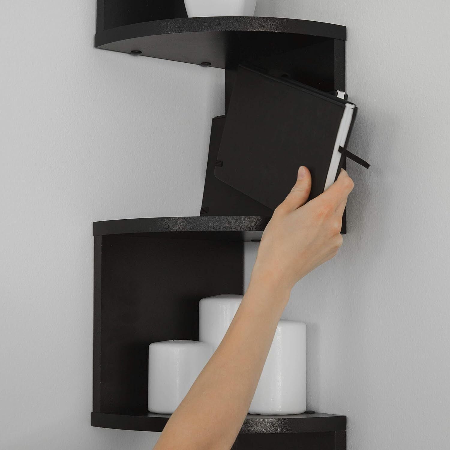New 5 Tier Floating Wall Shelves Corner Shelf Storage Display Bookcase Unit