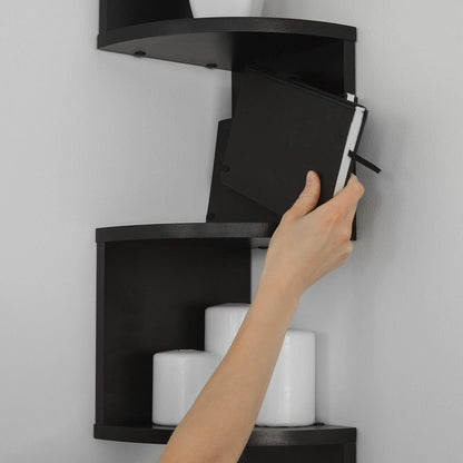 New 5 Tier Floating Wall Shelves Corner Shelf Storage Display Bookcase Unit