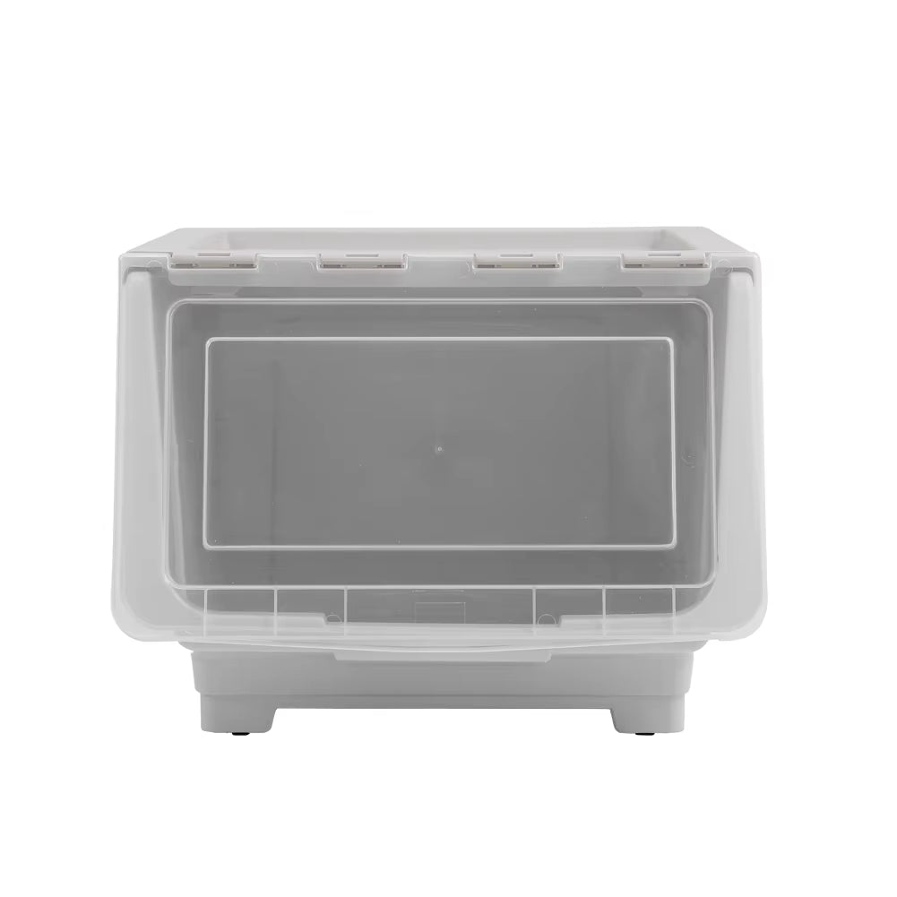 Kidkid 34L Stackable Plastic Storage Box with Lid and Four Smooth Wheels Snacks Crafts Toys Storage Box