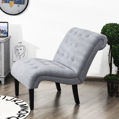 Armless Accent Chair Modern Leisure Chair W/ Solid Wood Legs & Adjustable Foot Pads