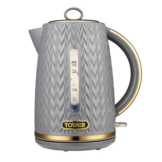 Empire 1.7 Litre Kettle with Rapid Boil, Removable Filter, 3000W, with Brass Accents